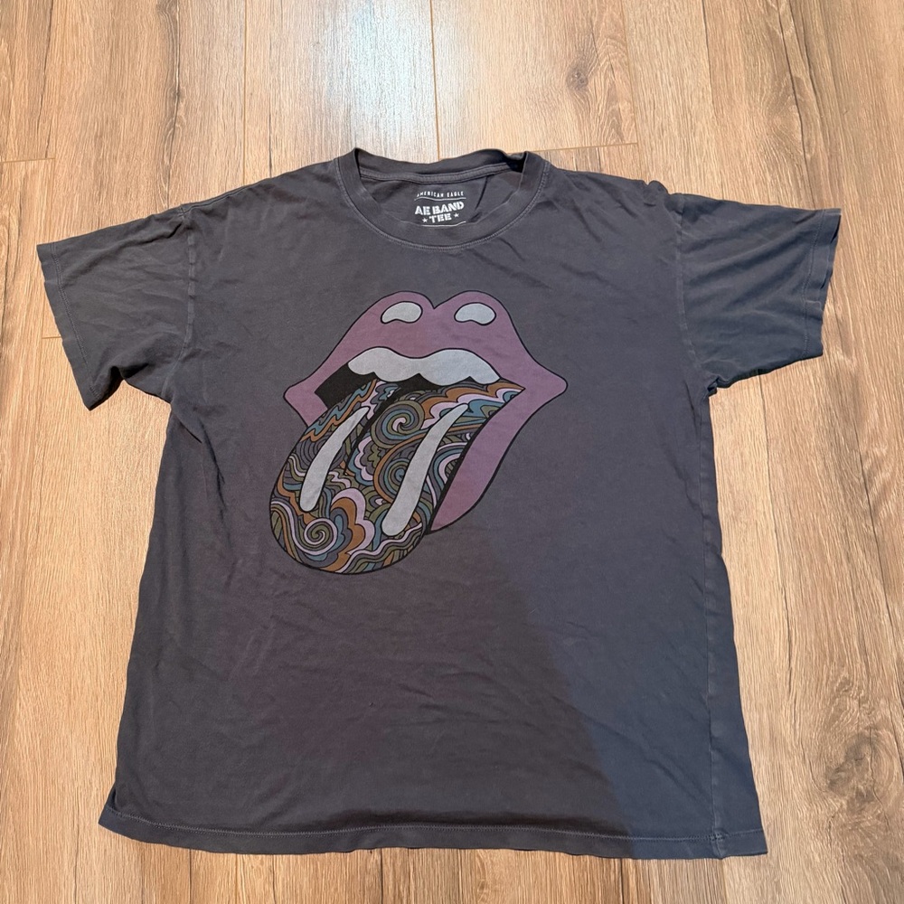 American Eagle Outfitters Band Tee Rolling Stones Grey Oversized XS/S